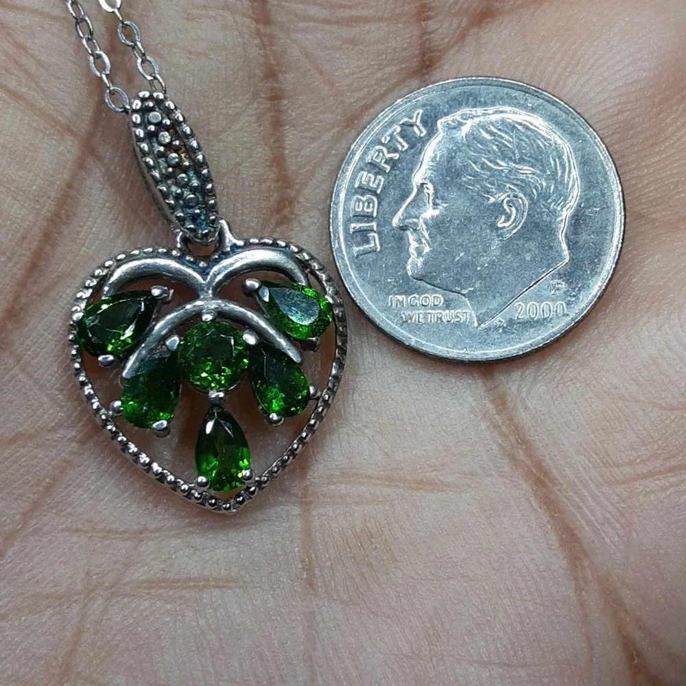 925 Genuine Chrome Diopside Heart Pendant And Chain. Price Is Firm. - Picture 6 of 8
